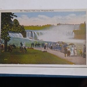Vintage Niagara Falls Art Print - Blue & Green Landscape